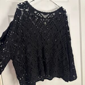 a.n.a Black Crochet Blouse